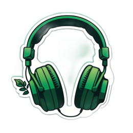headphones green music SVG PNG design with clean design elements