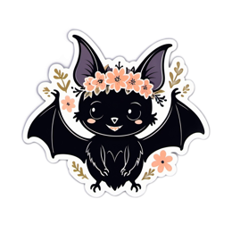 fantasy bat flowercrown floral SVG PNG design with black and pink floral elements
