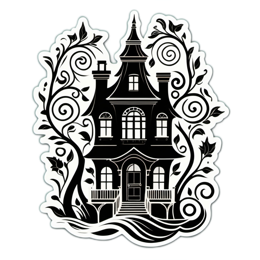 house floral SVG PNG design with black and white floral elements