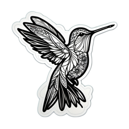 hummingbird doodle floral SVG PNG design with black and white floral elements