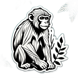 monkey leaf sticker SVG PNG design with clean design elements