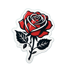 red rose sticker SVG PNG design with clean design elements