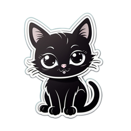 artistic black cat sticker SVG PNG design