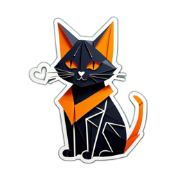 paper black orange cat SVG PNG design with clean design elements