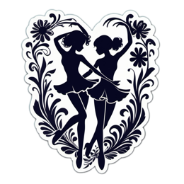 ballet dancers floral SVG PNG design with black and white floral elements
