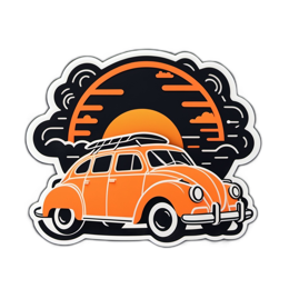 sunset car sticker SVG PNG design with clean design elements