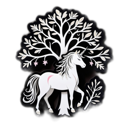 unicorn tree decoration SVG PNG design with clean design elements
