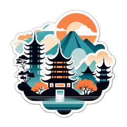 pagodamountains sunset SVG PNG design
