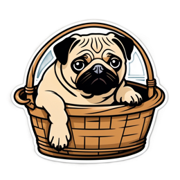 pug basket SVG PNG design with clean design elements