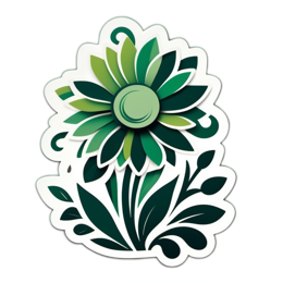 flower green SVG PNG design with clean design elements, green floral elements