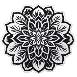 mandala floral SVG PNG design with clean design elements, black and white floral elements