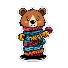 sticker bear yarn SVG PNG design with clean design elements