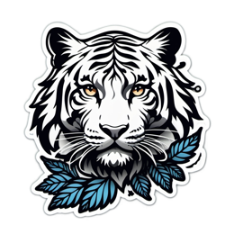 tiger leafs SVG PNG design with clean design elements, white and red floral elements