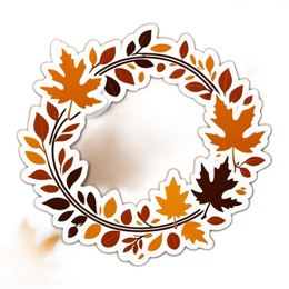 autumn leaves wreath SVG PNG design with orange floral elements