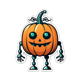 fantasy robotic pumpkin SVG PNG design with clean design elements