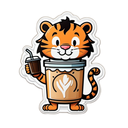 coffee tiger SVG PNG design with clean design elements