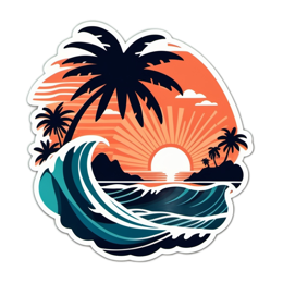 sunset ocean wave SVG PNG design with clean design elements
