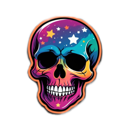 skull colorful stars SVG PNG design with clean design elements