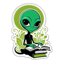 alien sticker reading SVG PNG design