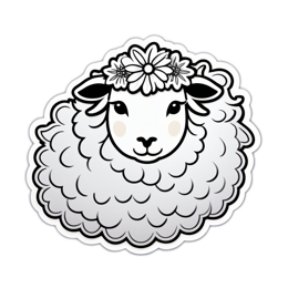 artistic sheep floral SVG PNG design with black and white floral elements