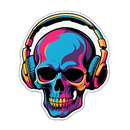 sticker skull headphones SVG PNG design with clean design elements