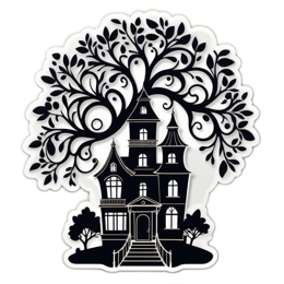 halloween house tree SVG PNG design