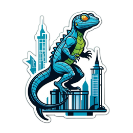 lizard cityscape SVG PNG design with clean design elements