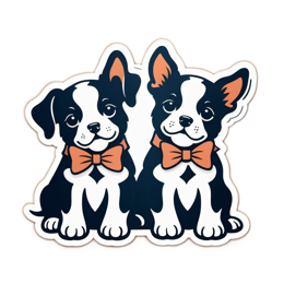 stickers dogs bowties SVG PNG design with clean design elements