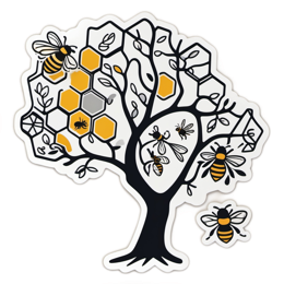 bees tree honeycomb SVG PNG design with clean design elements