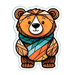 cartoon bear sticker SVG PNG design with clean design elements