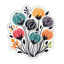 flowers stickers floral SVG PNG design with orange and green floral elements