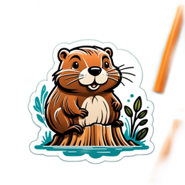 friendly beaver sticker SVG PNG design with clean design elements