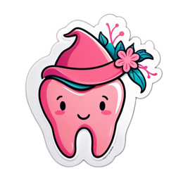 fantasy tooth flower SVG PNG design with pink and green floral elements