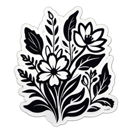 flower pattern black white SVG PNG design with clean design elements, black and white floral elements