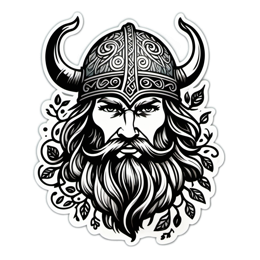 viking SVG PNG design with clean design elements, black and white floral elements