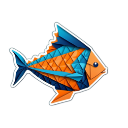 fish orange blue SVG PNG design with clean design elements