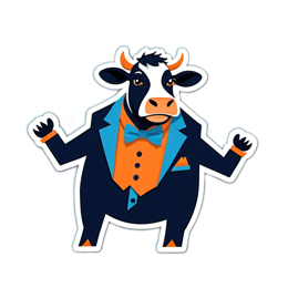 cow character SVG PNG design with clean design elements