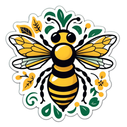 bee flora floral SVG PNG design with clean design elements, green and yellow floral elements