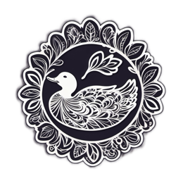 duck floral SVG PNG design with black and white floral elements
