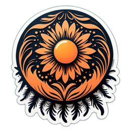 sunflower orange flower SVG PNG design with clean design elements, black and orange floral elements