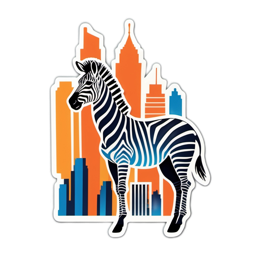 zebra cityscape SVG PNG design with clean design elements