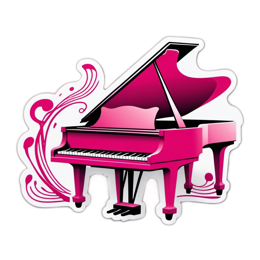 pink piano sticker SVG PNG design with clean design elements
