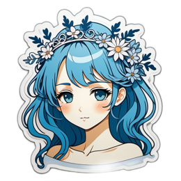 girl flower crown SVG PNG design with red and blue floral elements