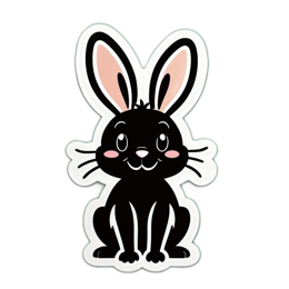 black rabbit sticker SVG PNG design with clean design elements