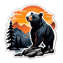 bear sunset SVG PNG design with clean design elements