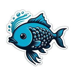 fish blue SVG PNG design with clean design elements