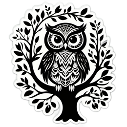 owl tree leaves SVG PNG design with clean design elements