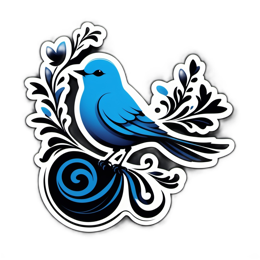 artistic bird floral SVG PNG design with blue floral elements
