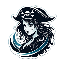 pirate woman sticker SVG PNG design with clean design elements