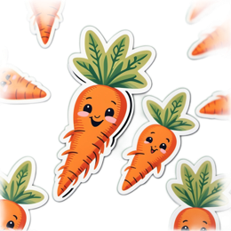 stickers carrots SVG PNG design with orange and green floral elements